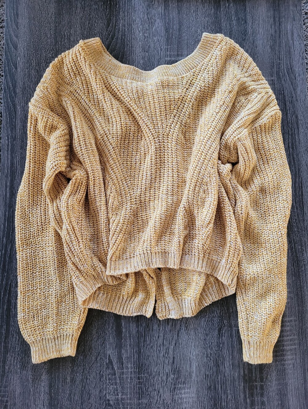 Express Woven Back Chunky Knit Sweater